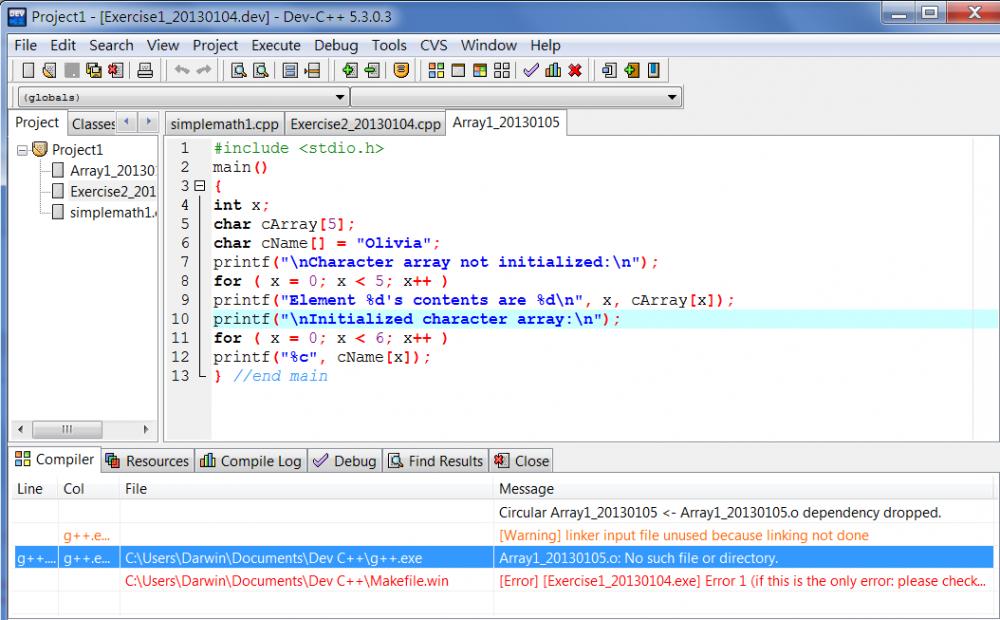 Dev c++ makeafile.win not letting program compiler
