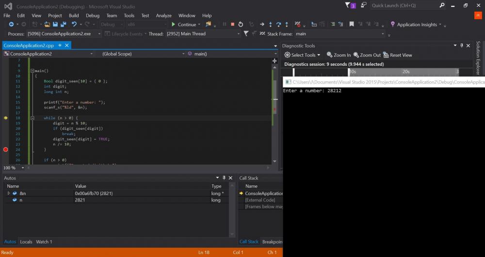 I &quot;Stepped&quot; Through a C Program Using Visual Studio, but Getting Unexpected Results-break-jpg