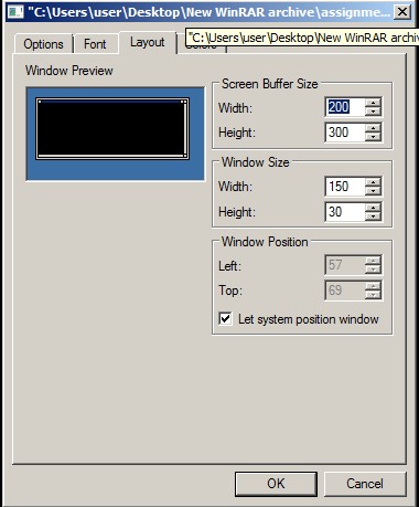 How to initialize screen size and screen buffer size?-c-jpg